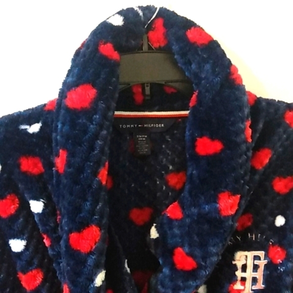 TOMMY HILFIGER SWEETHEARTS PLUSH SPA ROBE COZY BATHROBE SIZE S/M - Picture 4 of 7